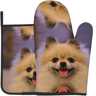 Happy Kurzhaariger Hund, hitzebeständige Ofenhandschuhe und Topflappen, personalisierbar, bedruckt, sicher, rutschfest, für Küche und Kochen