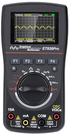 Multímetro de Osciloscopio Automotriz, Multímetro de Osciloscopio Digital Portátil 2 en 1 con Rango Automático, Frecuencia de Muestreo de 50 Msp, Ancho de Banda de 10 MHz, para