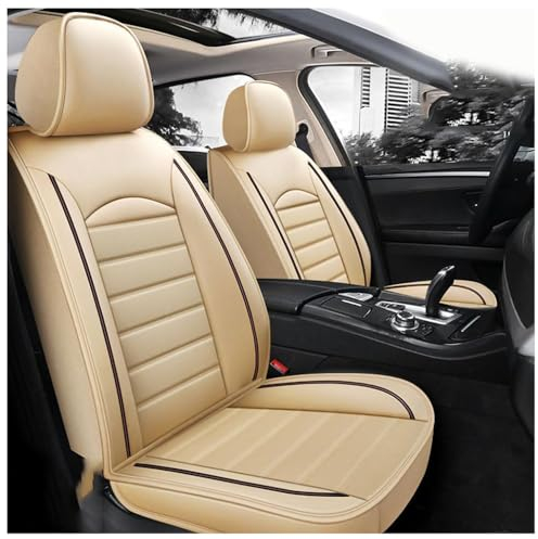 AYBEN Auto Sitzbezüge Sets Für Hyundai Tucson 2020-2022 2023, PU Leder Autositzbezüge | Wasserdicht Atmungsaktiv Schonbezüge Autositz | 5 Sitze,E/Beige