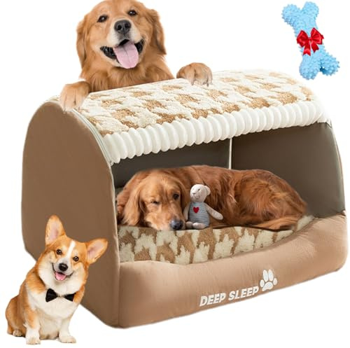 Cozy Dog House Bed Gemütliches Hundehaus Cozy House Dog Bed hundehöhle Indoor höhle Hund Hunde höhlenbett hundehaus für drinnen (braun,XL)
