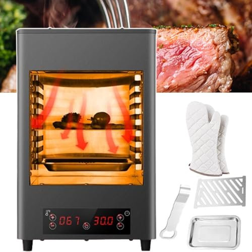 Parrilla EléCtrica Para Carne Interior,Parrilla Para Carne 1700W,Parrilla Para Ahumar Carne AutomáTica Con Guantes/Bandeja Para Hornear,Temperatura Ajustable 800℃ Y Temporizador 10 Min,A