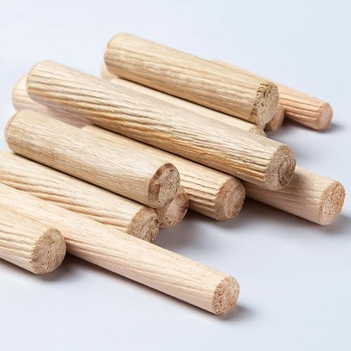 COYOUCO Paquet de 100 Goujons en Bois Goujons 12mm dia cannelé Goujons tiges Bois Dur Artisanat Chevilles Chevilles,50mm