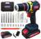 Tking Cordless Drill Driver Set 2X Batteries Charger Power Drills 21V Combi Drill Set Handheld Electric Screwdriver Drill Kit LED 2-Speeds Torque Cordless Screwdriver 25pc Bits (Cordless Drill/Blue)