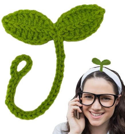 MWZBTG 10Stück Häkeln Sie Sprossen-Lesezeichen, Häkeln Sie Blattsprosse, Handgefertigtes Häkelpflanzen-Lesezeichen, Gestricktes Häkelblatt-Sprossen, Dekoratives Multifunktionales Kopfhörer-Zubehör