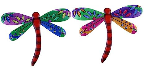 HIAKDOFT 2pcs Creative Dragonfly Wall Art Hanging Decoration Unique Pendant for Home Decor for Garden Patio Fence Window Ornaments