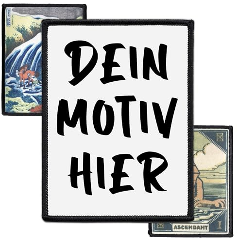 Individuell 5cm bis 20cm Rechteck Aufnäher | Personalisiert mit Wunschmotiv – Bild, Foto, Logo | Selbst gestalten Patch für Kleidung & Jacke | Custom Bedruckt Iron On Patches (7.6cm x 10.2cm)