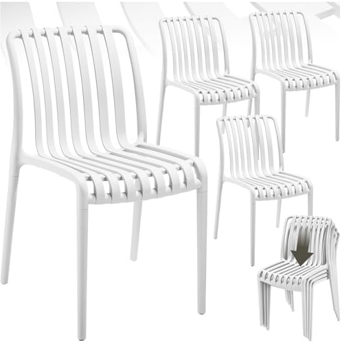 tectake® Lot de 4 Chaise de Jardin Fauteuil Salon extérieur empilable, résistant aux intempéries, pour Salon de Jardin Exterieur, Meuble pour Amenagement Balcon Terrasse