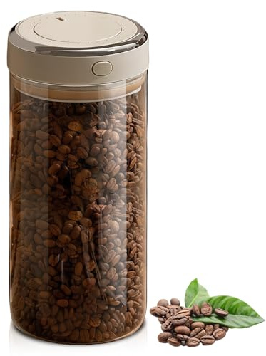 WANDGU 1700 ml Tarro de almacenamiento para café: lata hermética para granos de café, recipiente con válvula de salida e indicador de fecha, tarros de almacenamiento con tapa al vacío, para granos de