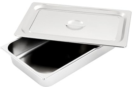 LANNADD Edelstahl Dampfpfanne 4 Stück, Edelstahl Behälter Set Panierschalen 0,8 mm Behälter mit Deckel Dampftischpfanne Verpflegung Behälter Lebensmittel