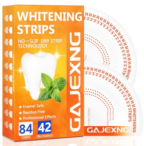 Teeth Whitening Strips, 84 Strips (42 Treatments) White Strips for Sensitive Tooth Whitening Kit, Enamel-Safe, Residue-Free, Non-Slip,Removes Coffee & Wine Stains, Mint
