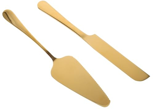 UKCOCO Taglio e Servizio Torte Acciaio Inossidabile per Compleanni e Matrimoni Coltello Seghettato e Spatola con Lungo Utensili Versatili per Dolci e Salati Facile da