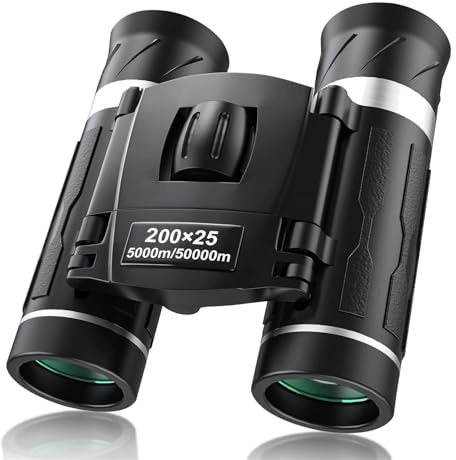 Kompaktes Fernglas – 200 x 25 HD tragbares Fernglas, rutschfeste, faltbare Fernglas, High-Definition-Brille, leichte Reiseoptik für Vogelbeobachtung, Jagd, Sternenbeobachtung, Konzerte