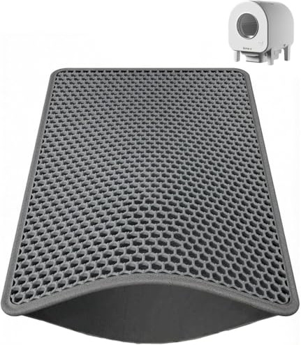 Gimars Tapis de Litière pour Chat 60 x 45cm – Grand Tapis Double Couche Nid d’Abeille, Capture la Litière, Antidérapant, Lavable et Imperméable, pour Bac à Litière, Gris