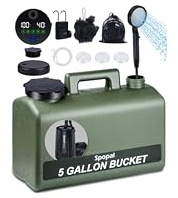 Spopal Ducha Portatil Camping, [Pantalla Temperatura] 10000mAh Recargable Ducha Camper con 20L Garrafa Agua de Plástico, Modo de 5 Velocidad, Ducha Electrica para Acampar, Ducha de Playa & Perros