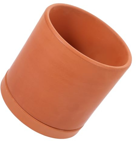 DOITOOL Maceta Cilíndrica Maceta de Barro Transpirable con Drenaje Mediana de Terracota Automático para Suculentas y Plantas Verdes Jardinera para Interior y Exterior
