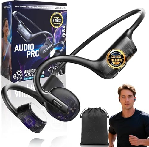Onlynds Auriculares Conduccion Osea Premium Bluetooth 5.4 | Cascos Open Ear Inalámbricos IPX5 | ULTRALIGEROS | Resistentes al Sudor y Lluvia | Bolsa Impermeable INCLUIDA.