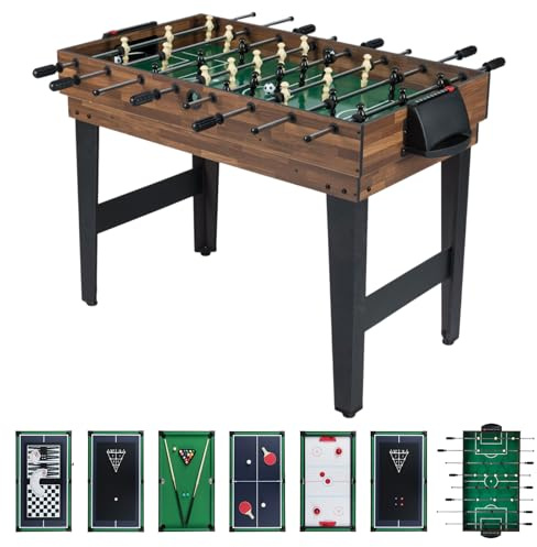 Maxmass 10 in 1 Multi Game Table, Combo Table Sports Game with Football, Table Tennis, Air Hockey, Ping Pong, Shuffleboard, Bowling, Chess, Checkers, Backgammon, Poker, for Family Gathering Party