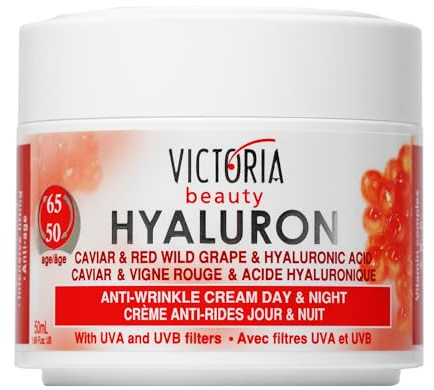 Victoria Beauty Hyaluron Creme mit Retinol, Anti Aging Gesichtscreme mit Hyaluronsäure gegen Falten, Feuchtigkeitscreme mit Kaviar für Frauen und Männer, 50ml