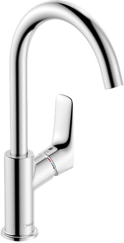 hansgrohe Wasserhahn Logis (Armatur mit Auslauf Höhe 210mm, Zugstangen-Ablaufgarnitur und Schwenkauslauf) Chrom