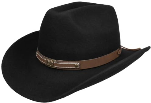 Lipodo Horses Cowboyhatt Herrar - Made in Italy filthatt ullhatt Vinter höst-vinter - 59 cm svart