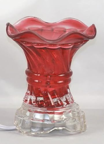 Red Flared Glass Electric Aroma Lamp Oil and Wax Tart Warmer