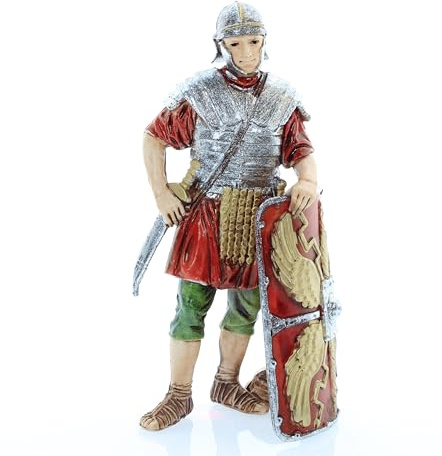 Moranduzzo Romersk soldat med 13 cm spjälsängssköld 13 skala 1:15 - okrossbara krubbfigurer - 700-stil, handgjord målning, officiell produkt, tillverkad i Italien, skulptör M. Landi