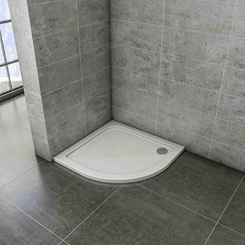 80x80cm Plato de Ducha Semicircular Blanco Tratamiento Antideslizante Antibacteriano