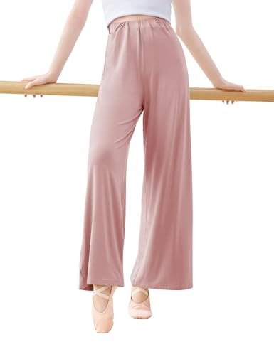 Daydance Teen Girls Women Palazzo Pants for Dance, Celebration of Spirit, Wide Leg Lougewear for Work Out, Yoga Pink