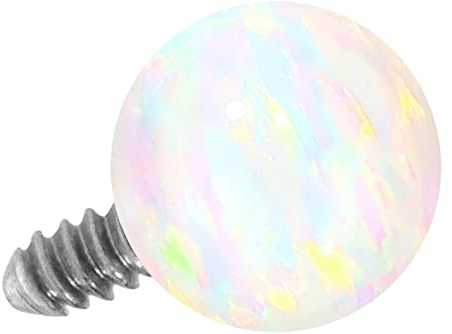 PIERCINGLINE Titan Schraubaufsatz mit Außengewinde 0,9 mm SYNTHETISCHE OPAL KUGEL Piercing Aufsatz Ersatz Farbauswahl