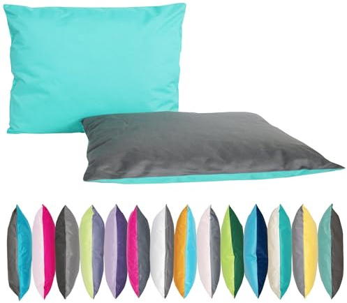 JACK 2-farbiges Wende Outdoor Lounge Kissen 30x50cm Dekokissen inkl. Füllung Wasserfest Sitzkissen Garten Stuhl, Farbe:Anthrazit - Aqua