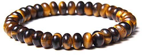 Polerat tigeröga rondell stenarmband herr mode elastiska armband flerfärgade naturliga kulformade pärlor sten pulsera smycken, tigeröga, 19 cm