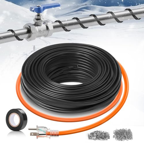 3FT（3FT-200FT） Pipe Heating Cable for Pipe Freeze Protection, Heat Cable for Water Pipes(Metal and Plastic), Pipe Heat Tape Keeps Water Flowing at -40°F 5w/ft, 120V Plumbing fixture