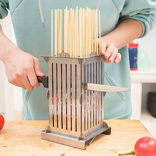 YHUEGH Kebab Maker Box 49 Löcher Spieß Kebab Maschine, Edelstahl Manuelle Hammel Kebab Spießmaschine Outdoor Grillwerkzeug, Fleischträger Maschine Gerät Tragbarer Grill Kebab Maker