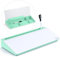 Varhomax Tableau blanc de bureau en verre avec rangement, tableau blanc effaçable à sec, liste de choses à faire, support de clavier pour la maison, le bureau et les fournitures scolaires (vert)