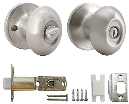 Pomelli per porte Privacy in nichel satinato per porte interne Serratura per porte senza chiave in acciaio inossidabile per bagno/camera da letto Maniglie per porte interne stile ovale (1 confezione P