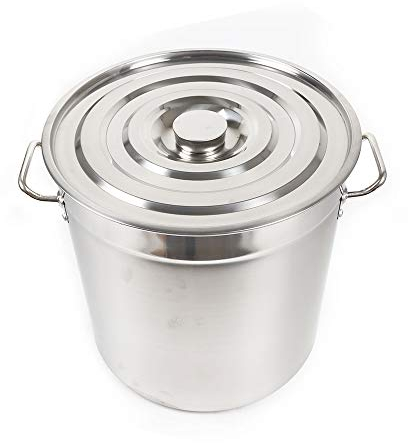 Begoniape - Olla grande de acero inoxidable de 35 L, 35 L, bandeja grande con fondo grueso, tapa ranurada antideslizante, 35 cm x 36 cm, cacerola grande, pulido fino