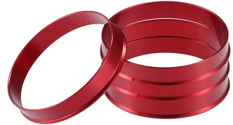 A ABSOPRO Anillos Centradores de Buje de Coche OD 67.1mm A ID 66.1mm Anillos Centradores de Buje Espaciador de Centro de Rueda de Aleación de Aluminio Rojo (Juego de 4)