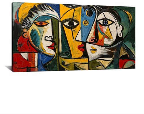 HNKDKJ Graffiti-Wandkunst buntes Frauengesicht Leinwanddruck Pop-Art mehrfarbige Wanddekoration für Schlafzimmer Wohnzimmer groß 80x160 cm/31x63 Zoll–Innenrahmen