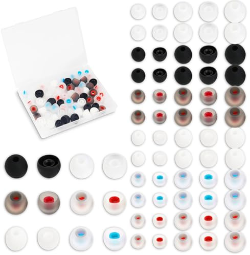72 Stück Ersatz Silikon Ohrstöpsel,Silikon Ear Buds Set,Weiß Ohrhörer Ersatzstöpsel,Aufsatz In-Ear Gummi Ohrpolster,rutschfeste Ersatzpolster Ohrpolster,mit den meisten Kopfhörer,6 Farben