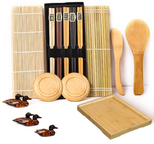 Sushi Maker starter Set für Anfänger Set zum Selber machen geschirr inklusive Sushi Matte Plate und notwendigen Utensilien für die einfache Zubereitung von köstlichem