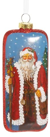 RAZ Imports Father Christmas Glass Ornament, 5.5-Inch, Multicolor