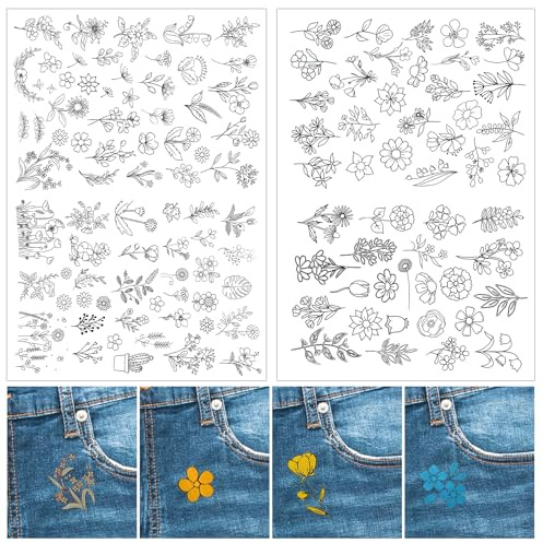 oruola 2 ark vattenlösliga broderimallar, broderimönster, broderimallar för handsömnadsprojekt, stickmallar vattenlösliga handsystabilisatorer, 30 x 21 cm