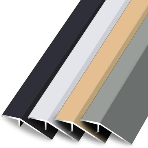 Perfil De Transición de Aluminio para Suelos, 3,5cm de Ancho, Transición Suave, Antivuelco, Tira de Transición de Puerta/Moqueta/Baldosa a Baldosa(Black,270cm(3x90cm))