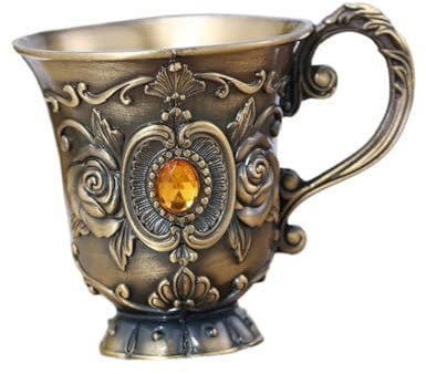 OUUOYSD Calice in Ottone, Calice, 1 pz. Bicchiere da Shot Vintage con Gommini in Rilievo for scrivania, Calice da Vino in Ottone, Stile Gotico.