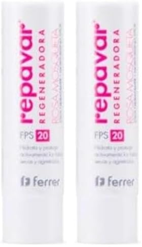 Repavar - Baume à Lèvres - Rose Musquée et Protection Solaire SPF 20 - Protection Lèvres Régénérant Intensif - Hydrate, Protège et Répare le Nez et les Lèvres - pour Enfants et Adultes - 4g (Lot de 2)