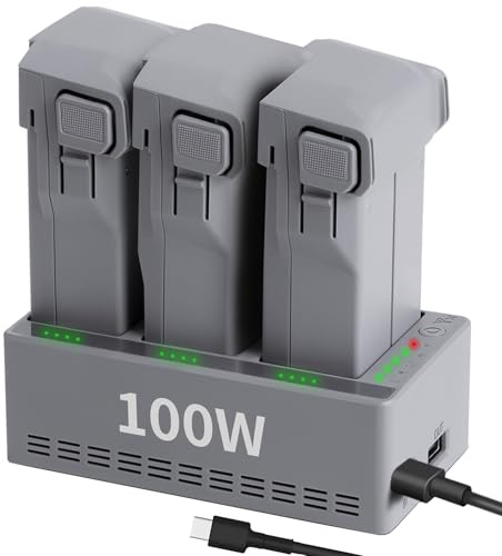 LYONGTECH 100W Fast Battery Charger with Storage Charge for DJI Mini 5 4 3 Pro Drone,Two-Way Charging Hub,Charge Three Batteries Accessories