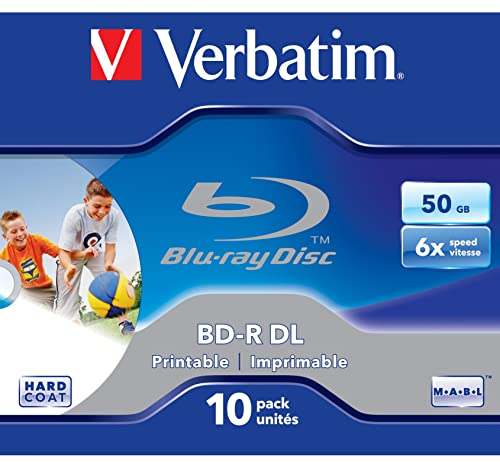 Verbatim BD-R DL 50GB 6X Wide Printable 10pk - Leere Blu-Ray Discs (Jewelcase)