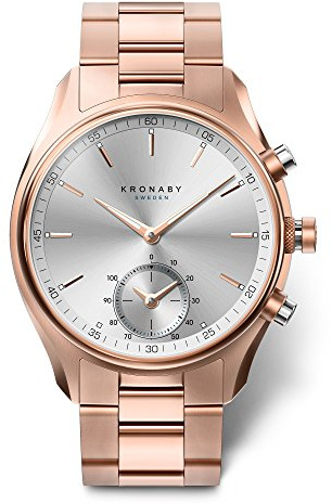KRONABY Uhr Smart Herren Hybrid aus Edelstahl 316l Rosa | Analog-Smartwatch, Wasserdicht 10 ATM S2745/1, Musiksteuerung, Schrittzähler, Anrufbenachrichtigung und -ablehnung, Sekel