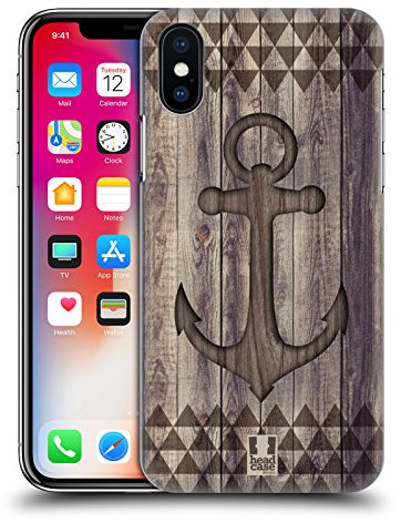 Head Case Designs Ancre Mélangez Empreinte en Bois Coque Dure pour l'arrière et Fonds D'Écran Design Assorti Compatible avec Apple iPhone X/iPhone XS
