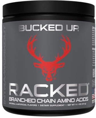Bucked Up Racked Blood Raz | Intra Workout BCAA 2-1-1 Formula with L Carnitine Acetyl L Carnitine Taurine and L Tyrosine | Amino Acid Powder Supplement (30 Servings)